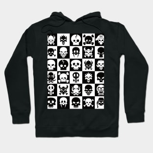 Black and White Skull Checkerboard Pattern Hoodie